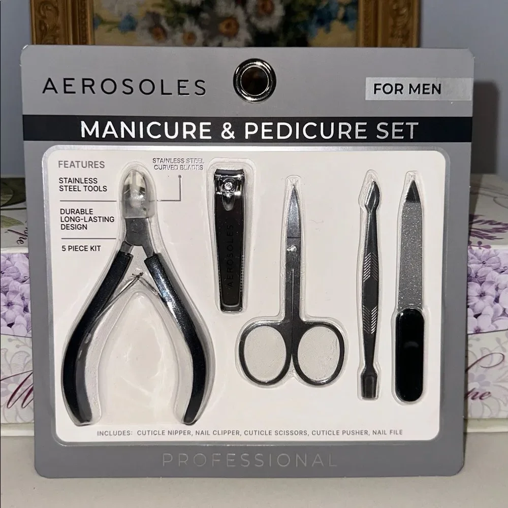 AEROSOLES Set of 5 Durable Professional Stainless Steel Versatile Manicure Tools